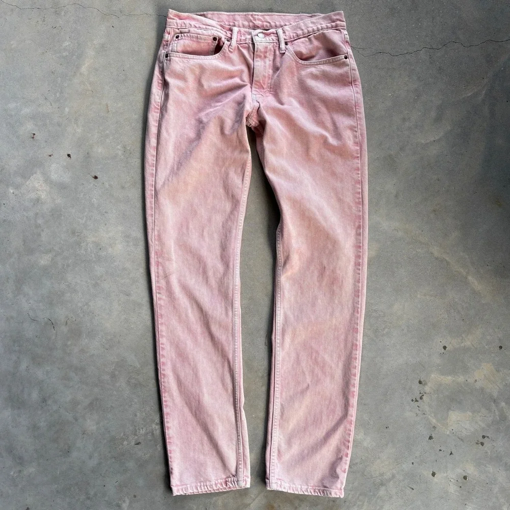 Levis 511 Slim Fit Pink Acid Wash Denim Jeans Mens 36x36 Grunge Casual Colorful
